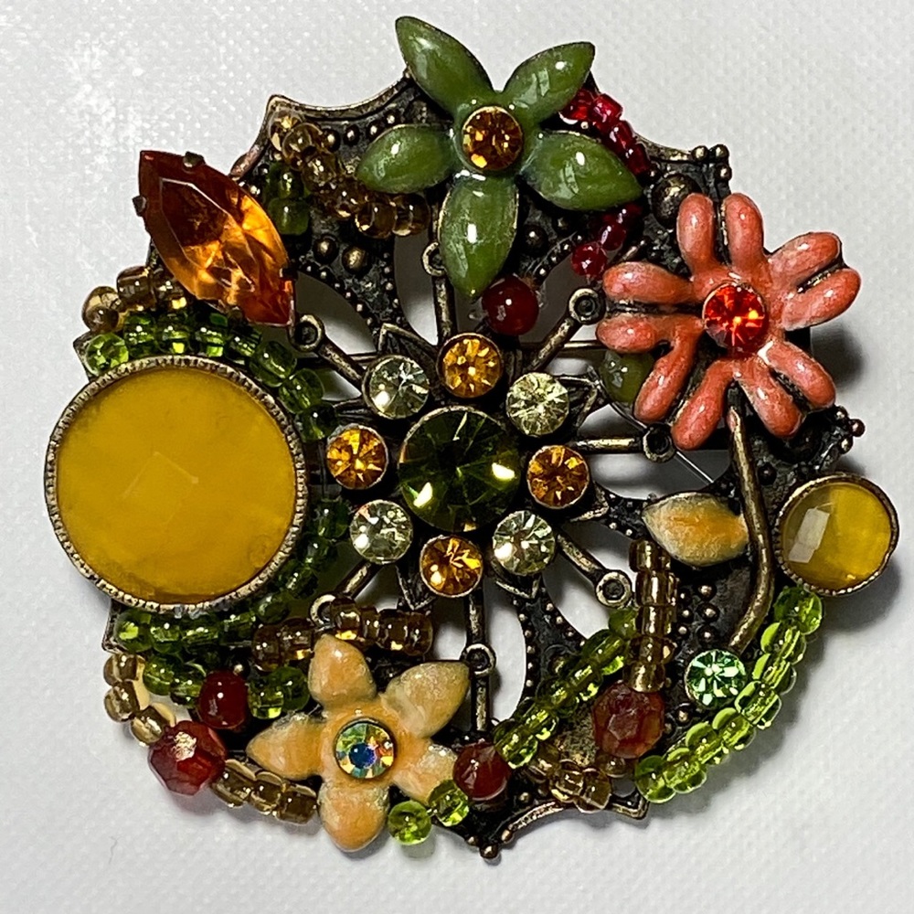 Gorgeous Whimsical Costume Floral Brooch